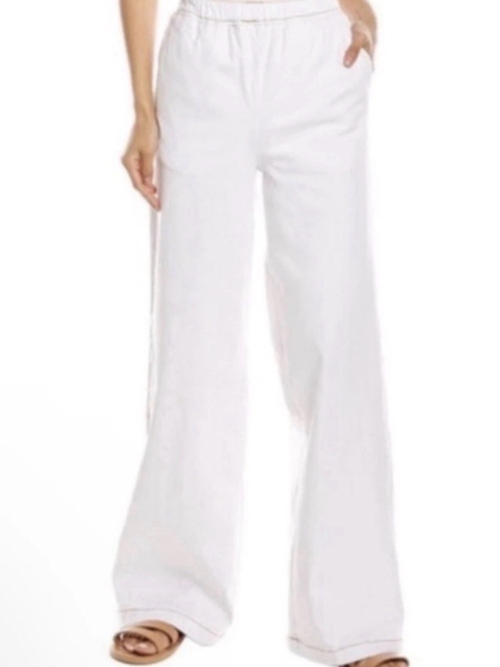 WeWoreWhat Women's Size XS Cloud White Straight Wide Leg pull onPants $69 New A1